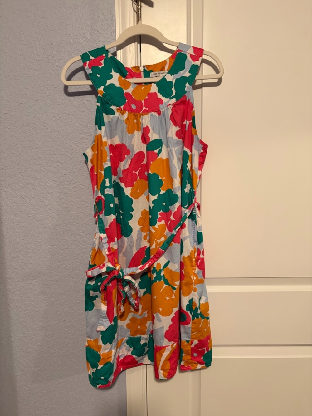 Free Assembly Floral Multi-Color Tie-Waist Dress